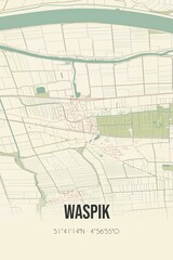 Retro Dutch city map of Waspik located in Noord-Brabant. Vintage street map.