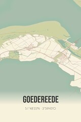 Retro Dutch city map of Goedereede located in Zuid-Holland. Vintage street map.