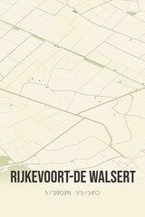 Retro Dutch city map of Rijkevoort-De Walsert located in Noord-Brabant. Vintage street map.