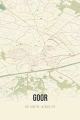 Retro Dutch city map of Goor located in Overijssel. Vintage street map.
