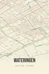 Retro Dutch city map of Wateringen located in Zuid-Holland. Vintage street map.