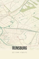Fototapeta na wymiar Retro Dutch city map of Rijnsburg located in Zuid-Holland. Vintage street map.
