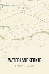 Retro Dutch city map of Waterlandkerkje located in Zeeland. Vintage street map.