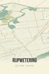 Retro Dutch city map of Rijpwetering located in Zuid-Holland. Vintage street map.