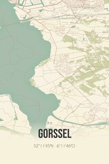 Retro Dutch city map of Gorssel located in Gelderland. Vintage street map.