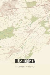 Retro Dutch city map of Rijsbergen located in Noord-Brabant. Vintage street map.