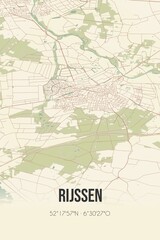 Retro Dutch city map of Rijssen located in Overijssel. Vintage street map.