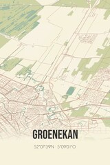 Retro Dutch city map of Groenekan located in Utrecht. Vintage street map.