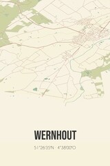 Retro Dutch city map of Wernhout located in Noord-Brabant. Vintage street map.