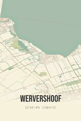 Retro Dutch city map of Wervershoof located in Noord-Holland. Vintage street map.