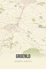 Retro Dutch city map of Groenlo located in Gelderland. Vintage street map.