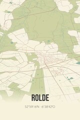 Retro Dutch city map of Rolde located in Drenthe. Vintage street map.