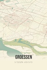 Retro Dutch city map of Groessen located in Gelderland. Vintage street map.