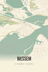 Retro Dutch city map of Wessem located in Limburg. Vintage street map.
