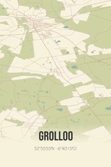 Fototapeta premium Retro Dutch city map of Grolloo located in Drenthe. Vintage street map.