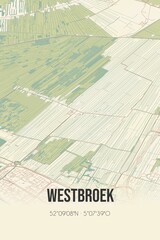 Retro Dutch city map of Westbroek located in Utrecht. Vintage street map.