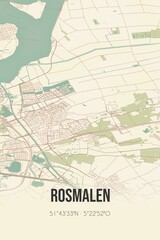 Retro Dutch city map of Rosmalen located in Noord-Brabant. Vintage street map.