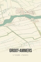 Retro Dutch city map of Groot-Ammers located in Zuid-Holland. Vintage street map.
