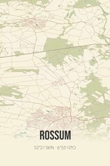 Retro Dutch city map of Rossum located in Overijssel. Vintage street map.