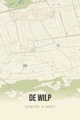 Retro Dutch city map of De Wilp located in Groningen. Vintage street map.