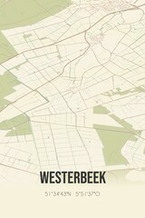 Retro Dutch city map of Westerbeek located in Noord-Brabant. Vintage street map.