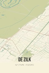 Retro Dutch city map of De Zilk located in Zuid-Holland. Vintage street map.