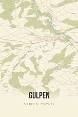 Retro Dutch city map of Gulpen located in Limburg. Vintage street map.