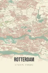 Papier Peint photo Rotterdam Retro Dutch city map of Rotterdam located in Zuid-Holland. Vintage street map.