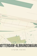 Retro Dutch city map of Rotterdam-Albrandswaard located in Zuid-Holland. Vintage street map.