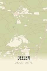 Retro Dutch city map of Deelen located in Gelderland. Vintage street map.