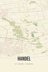 Fototapeta na wymiar Retro Dutch city map of Handel located in Noord-Brabant. Vintage street map.