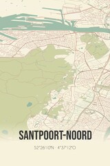 Retro Dutch city map of Santpoort-Noord located in Noord-Holland. Vintage street map.