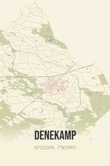 Retro Dutch city map of Denekamp located in Overijssel. Vintage street map.