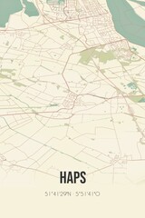 Retro Dutch city map of Haps located in Noord-Brabant. Vintage street map.