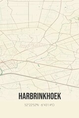 Retro Dutch city map of Harbrinkhoek located in Overijssel. Vintage street map.