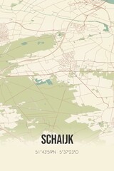 Retro Dutch city map of Schaijk located in Noord-Brabant. Vintage street map.