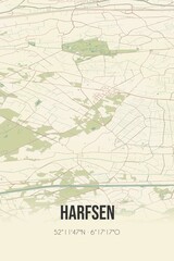 Fototapeta na wymiar Retro Dutch city map of Harfsen located in Gelderland. Vintage street map.