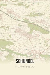 Fototapeta na wymiar Retro Dutch city map of Schijndel located in Noord-Brabant. Vintage street map.