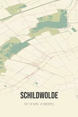 Retro Dutch city map of Schildwolde located in Groningen. Vintage street map.