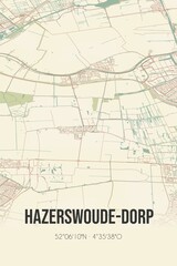 Retro Dutch city map of Hazerswoude-Dorp located in Zuid-Holland. Vintage street map.