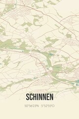 Retro Dutch city map of Schinnen located in Limburg. Vintage street map.