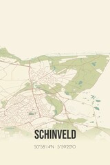 Retro Dutch city map of Schinveld located in Limburg. Vintage street map.