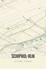 Retro Dutch city map of Schiphol-Rijk located in Noord-Holland. Vintage street map.