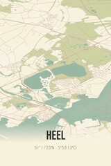 Retro Dutch city map of Heel located in Limburg. Vintage street map.