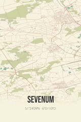 Fototapeta na wymiar Retro Dutch city map of Sevenum located in Limburg. Vintage street map.