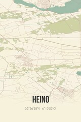 Fototapeta na wymiar Retro Dutch city map of Heino located in Overijssel. Vintage street map.