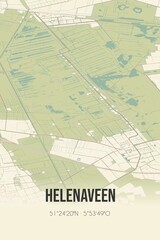 Retro Dutch city map of Helenaveen located in Noord-Brabant. Vintage street map.