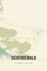Retro Dutch city map of Siebengewald located in Limburg. Vintage street map.