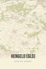 Retro Dutch city map of Hengelo (Gld) located in Gelderland. Vintage street map.