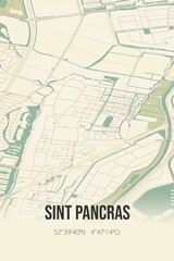 Retro Dutch city map of Sint Pancras located in Noord-Holland. Vintage street map.
